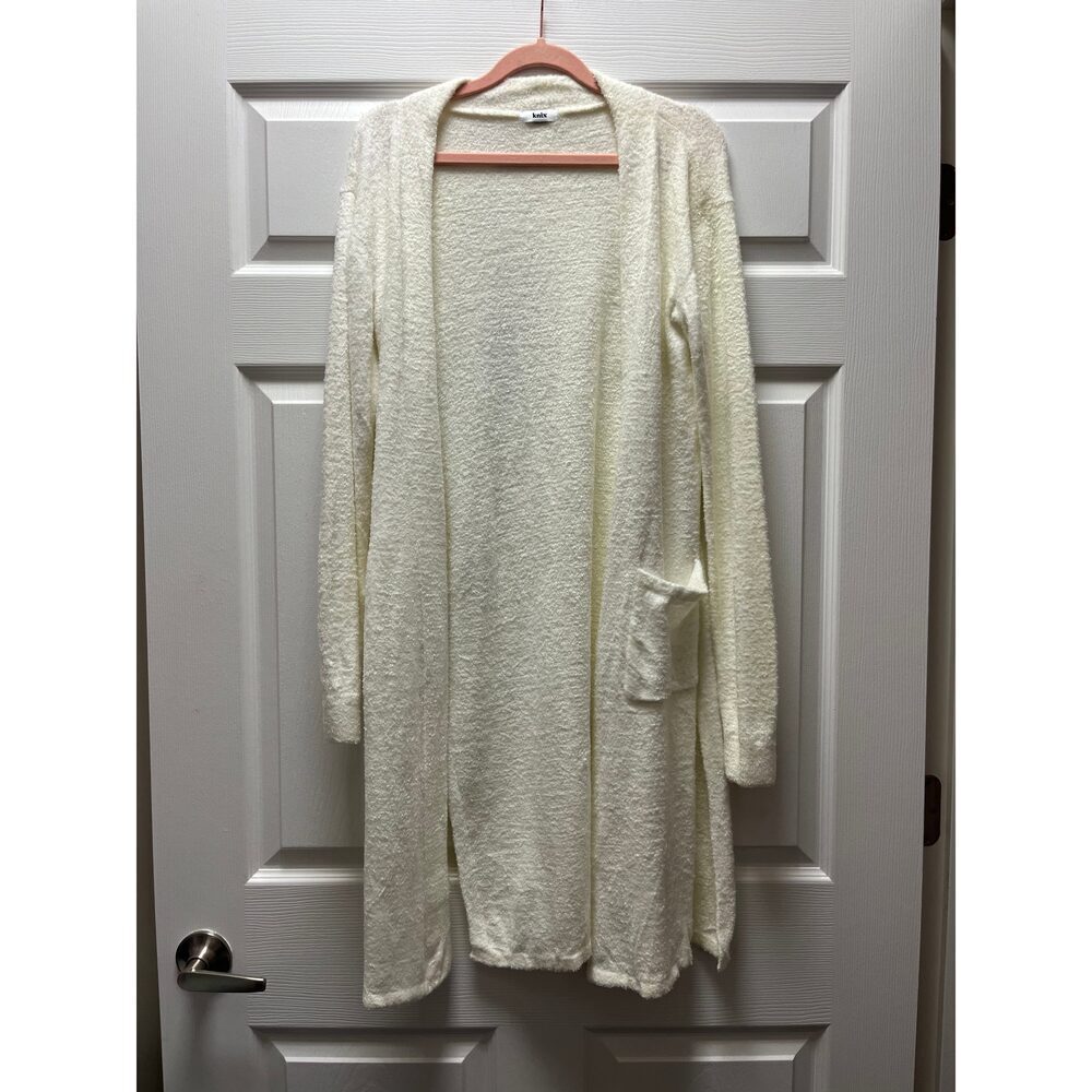 Knix White Long Cardigan Sz Med